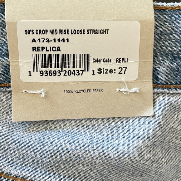 Agolde 90s Crop Mid Rise Loose Straight Blue Straight Jeans Classic Fit - Picture 9 of 11